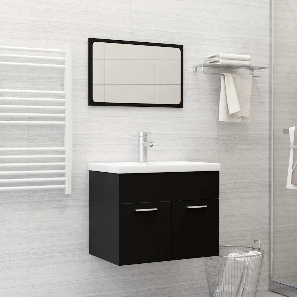 Conjunto de muebles de baño 2 pzas madera contrachapada negro v2681 Vetonek