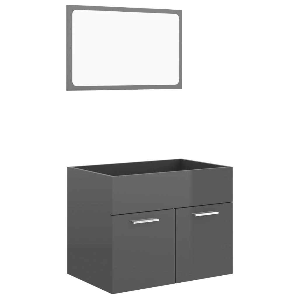 Set muebles de baño 2 piezas madera gris brillo vidaXL