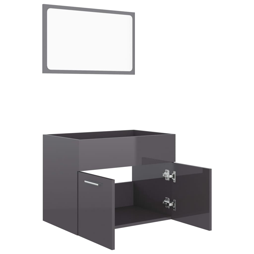 Set muebles de baño 2 piezas madera gris brillo vidaXL