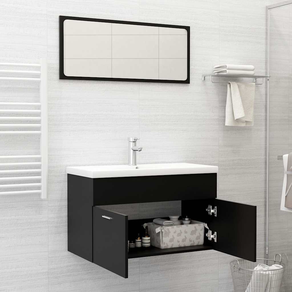 Conjunto de muebles de baño 2 piezas madera contrachapada negro v2773 - Vetonek