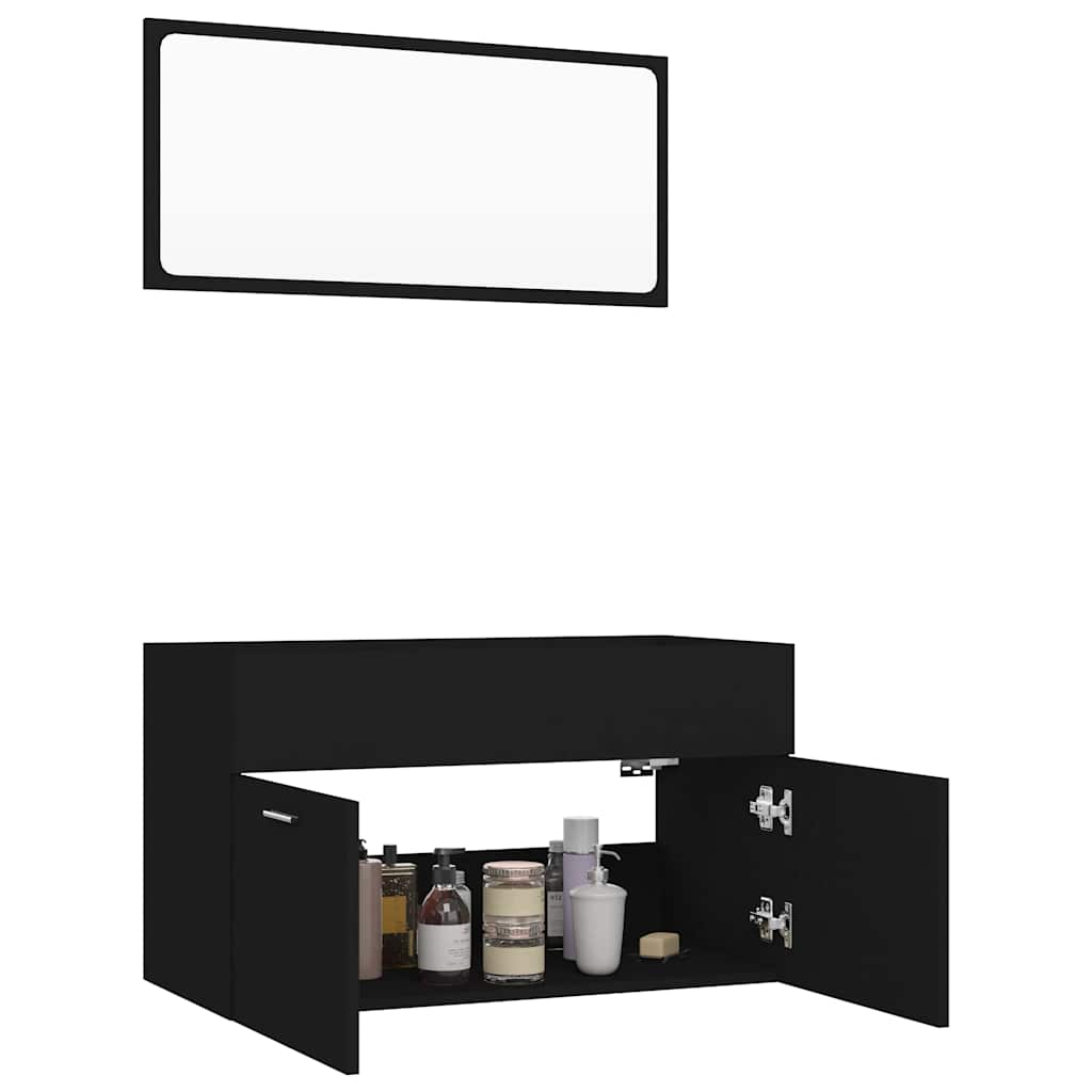 Conjunto de muebles de baño 2 piezas madera contrachapada negro v2773 - Vetonek