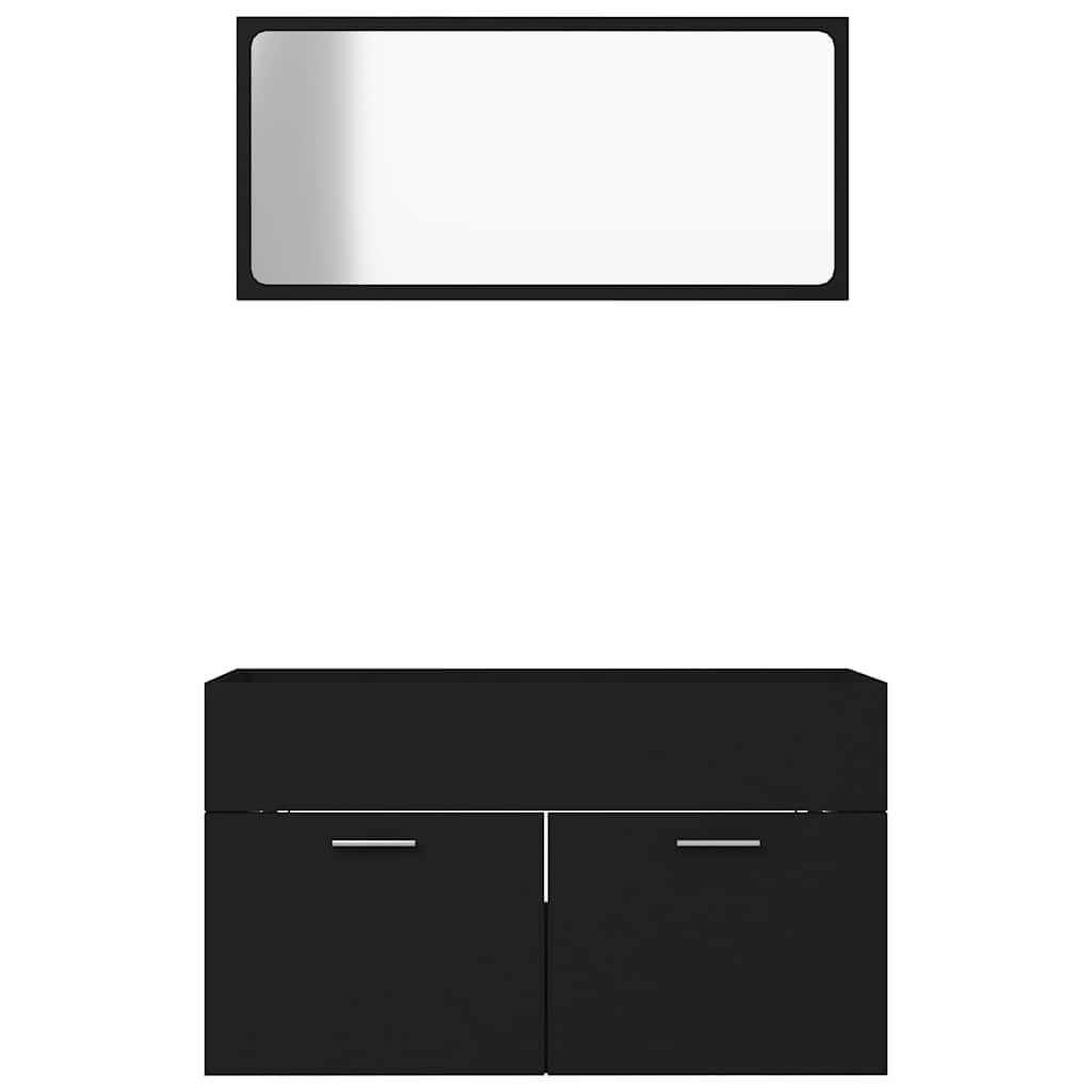 Conjunto de muebles de baño 2 piezas madera contrachapada negro v2773 - Vetonek