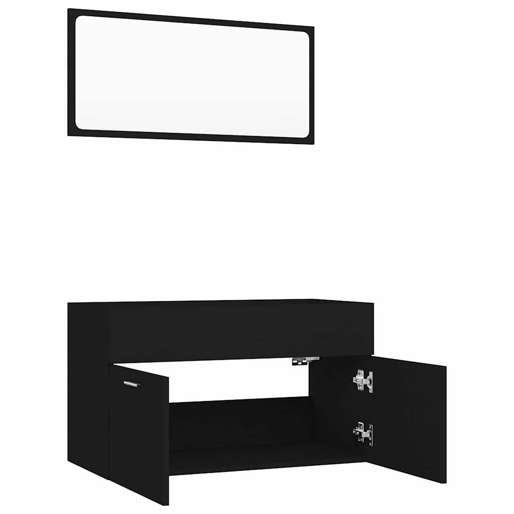 Conjunto de muebles de baño 2 piezas madera contrachapada negro v2773 - Vetonek