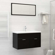 Conjunto de muebles de baño 2 piezas madera contrachapada negro v2773 Vetonek