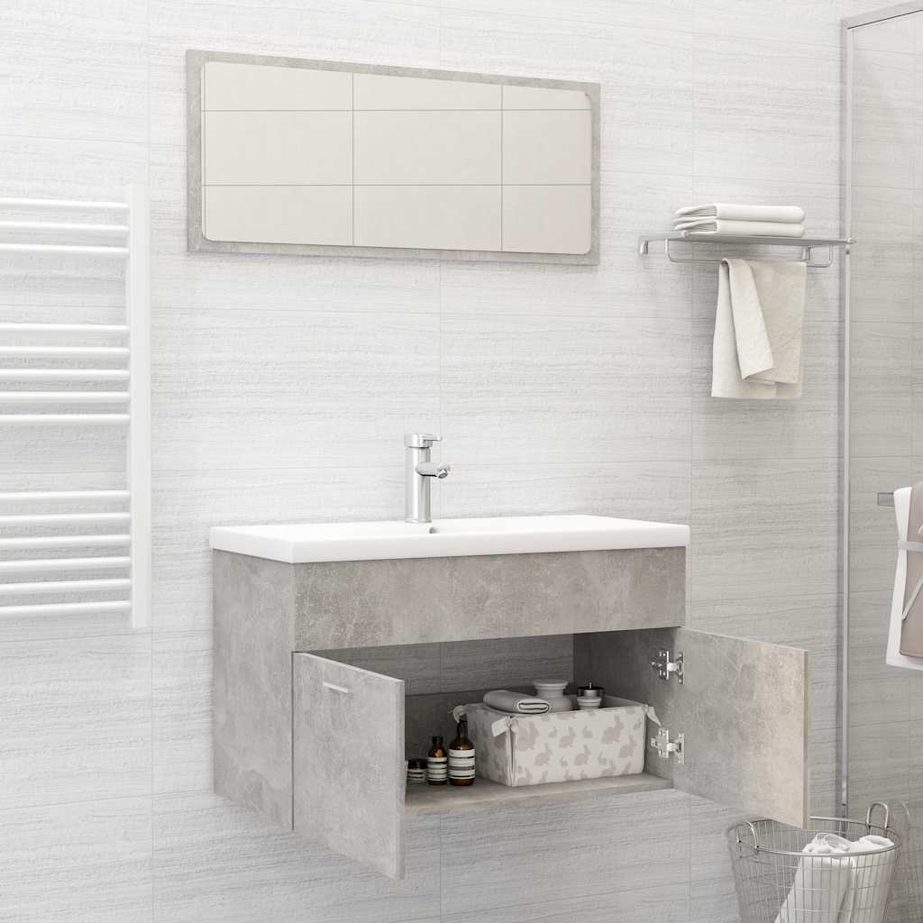 Set da bagno mobili da bagno a 2 pezzi in compensato cemento grigio