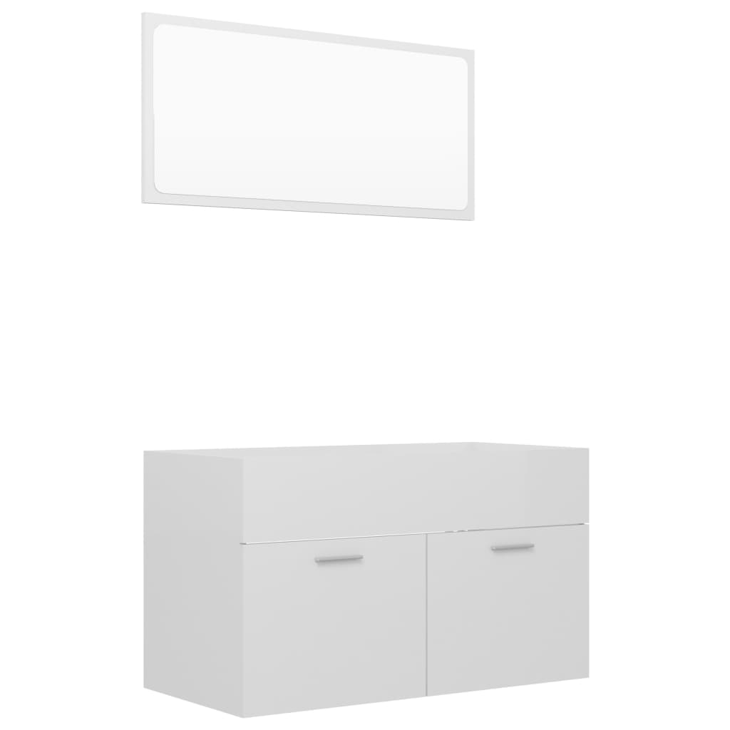 Set muebles de baño 2 pzas madera contrachapada blanco brillo