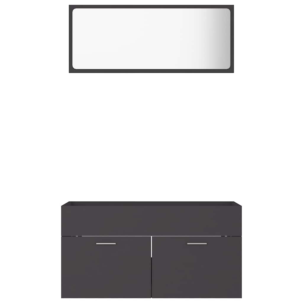 Conjunto de muebles de baño 2 piezas madera contrachapada gris v2872 - Vetonek