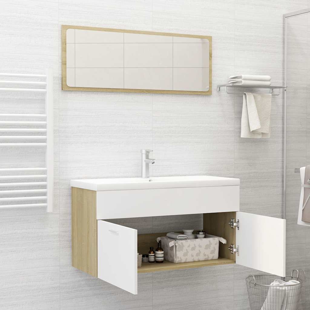 Bathroom Furniture Set 2 Pcs Wooden Wooden White Oak