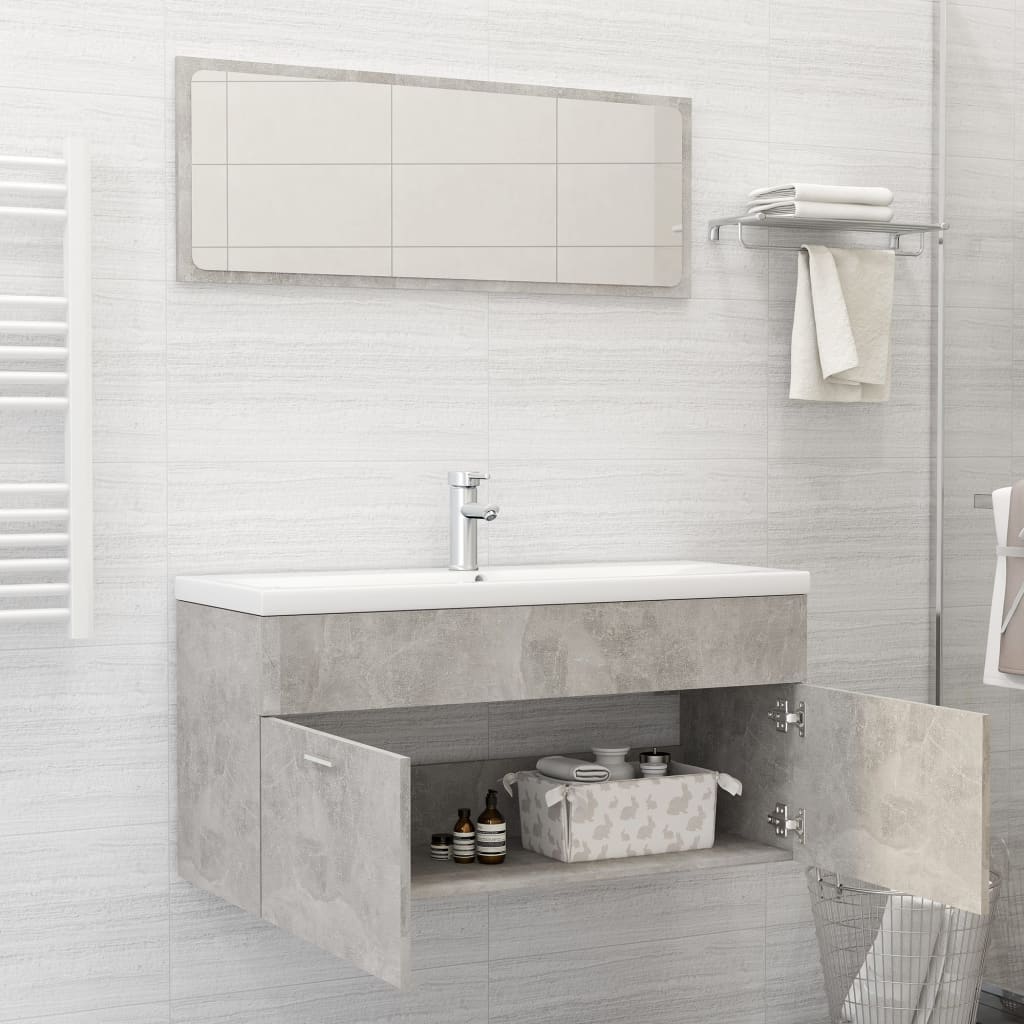 Set da bagno mobili da bagno a 2 pezzi in compensato cemento grigio