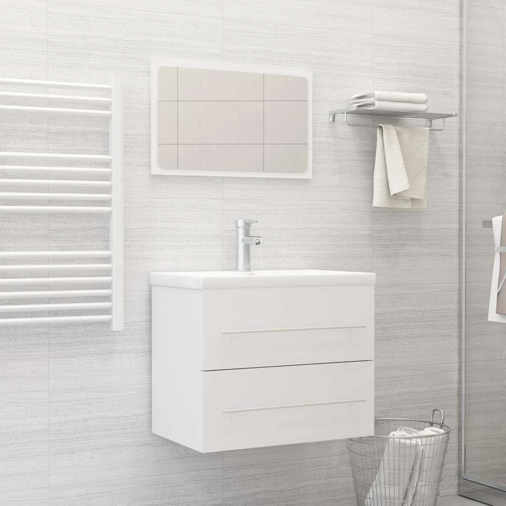 Conjunto de muebles de baño 2 piezas contrachapada blanco v3039 Vetonek