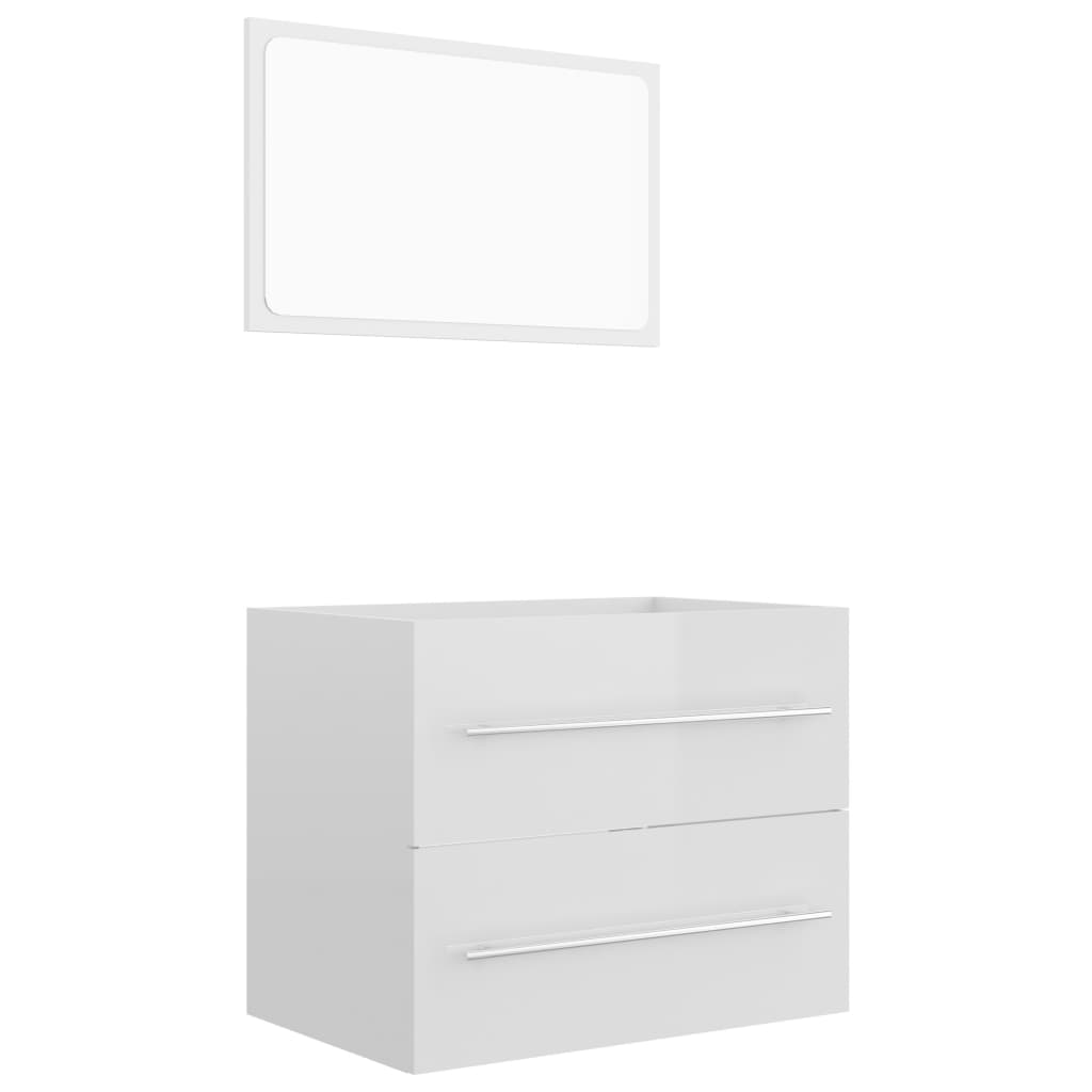 Set muebles de baño 2 pzas madera contrachapada blanco brillo