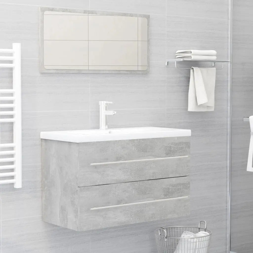 Vetonek Set muebles de baño 2 piezas madera contrachapada gris hormigón