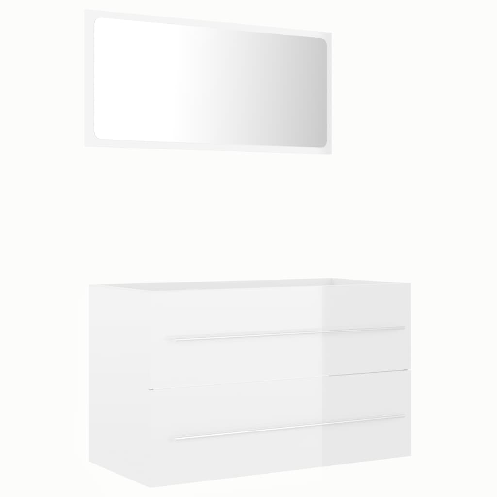 Set muebles de baño 2 pzas madera contrachapada blanco brillo