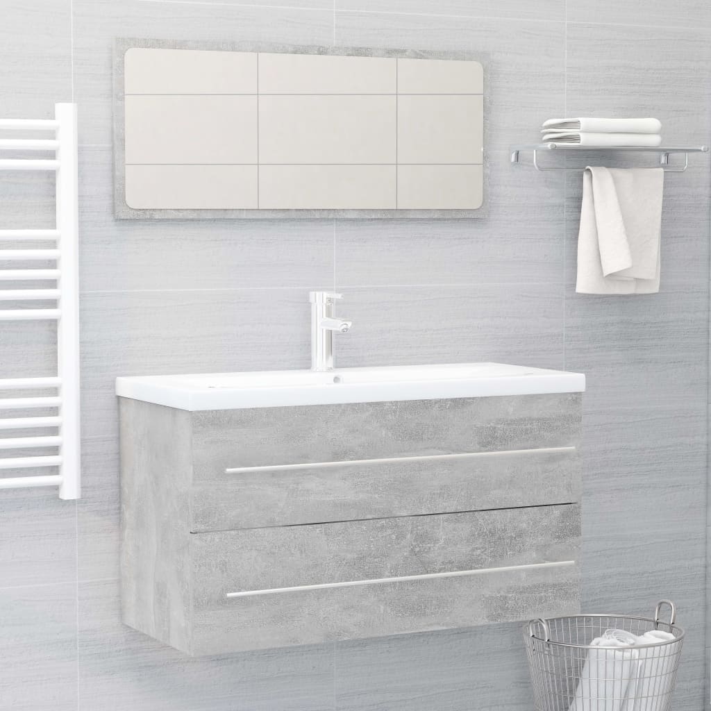 Vetonek Set muebles de baño 2 piezas madera contrachapada gris hormigón