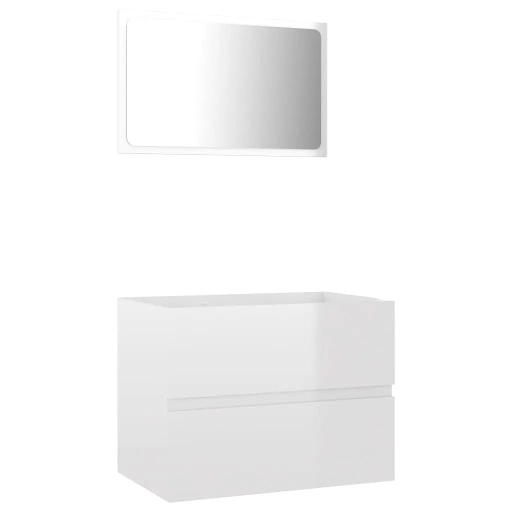 Set muebles de baño 2 piezas madera blanco brillo - Vetonek