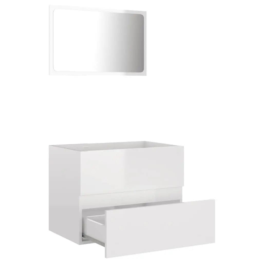 Set muebles de baño 2 piezas madera blanco brillo - Vetonek