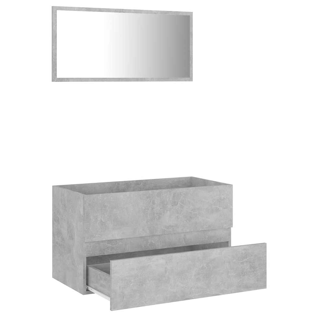 Set da bagno mobili da bagno a 2 pezzi in cemento grigio a legna