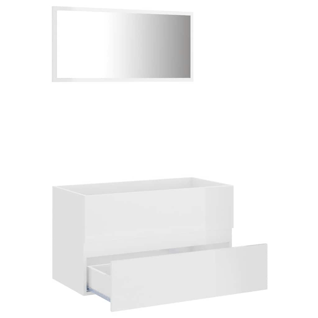 Set Bath Furniture 2 Pices White Woodwood Shine