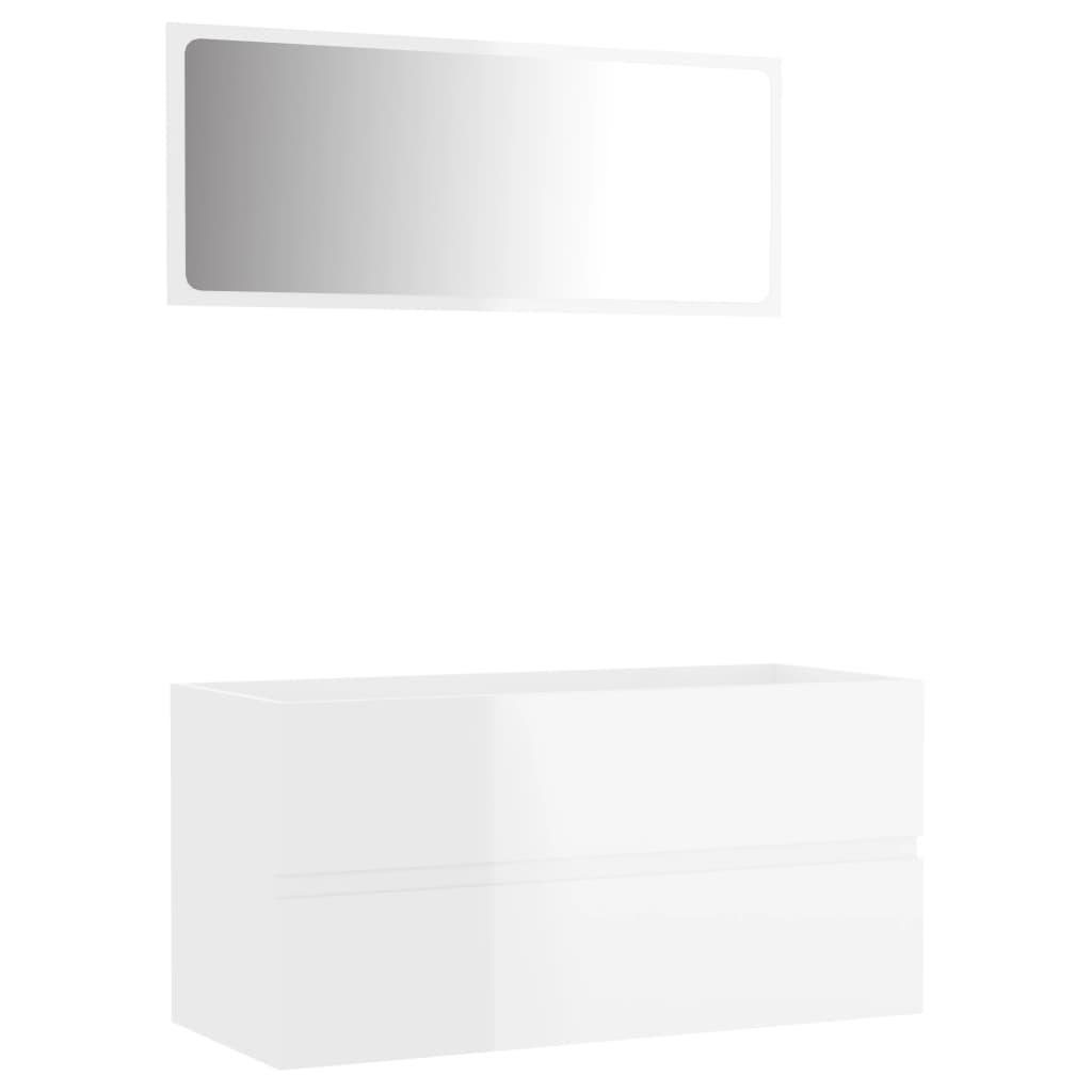 Set muebles de baño 2 piezas madera blanco brillo vidaXL