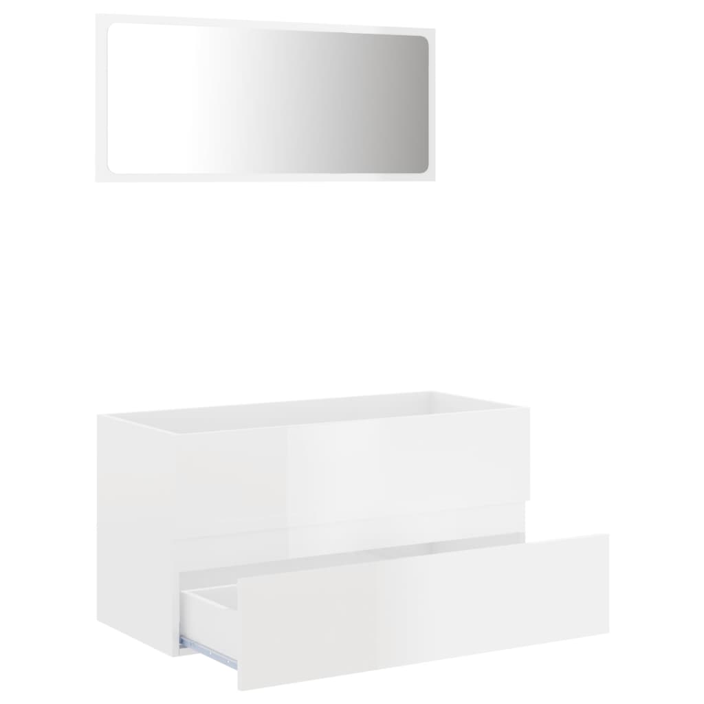 Set muebles de baño 2 piezas madera blanco brillo vidaXL