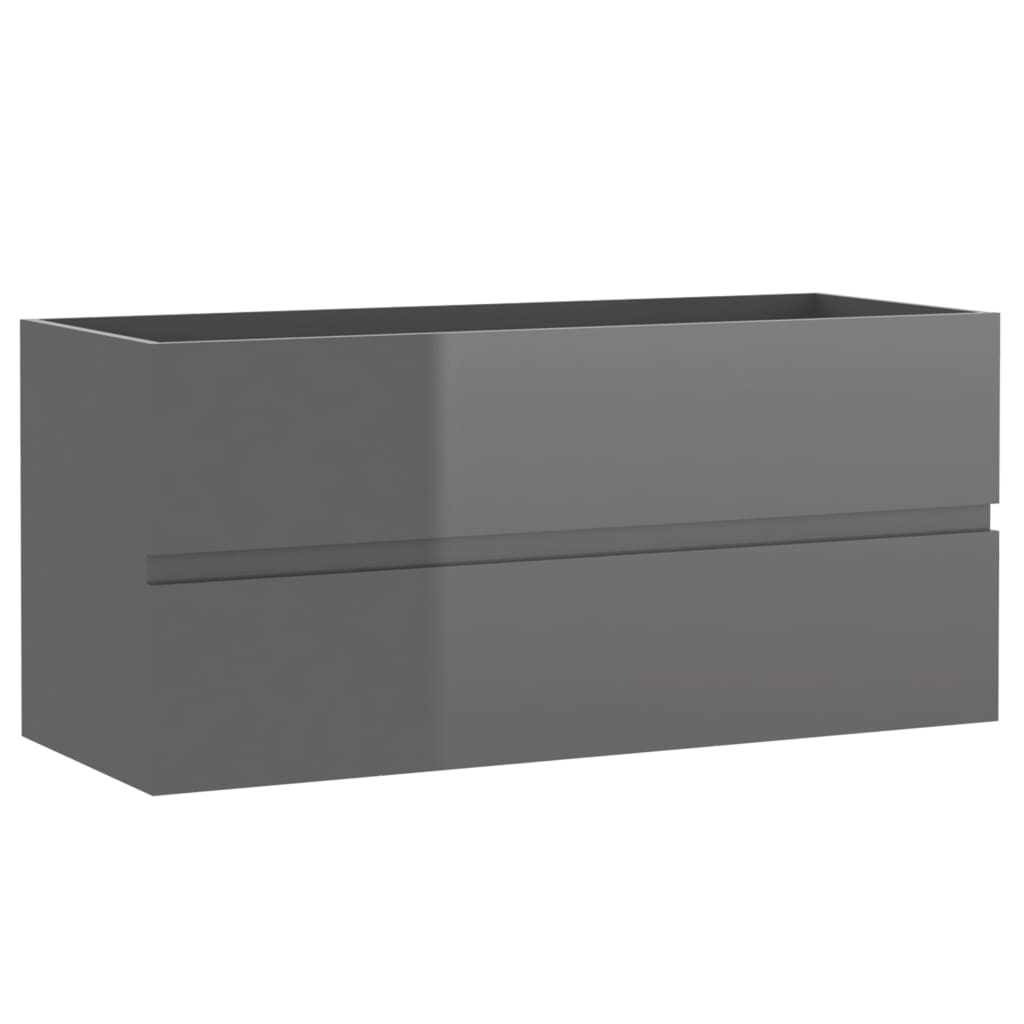 Set muebles de baño 2 piezas madera de ingeniería gris brillo vidaXL