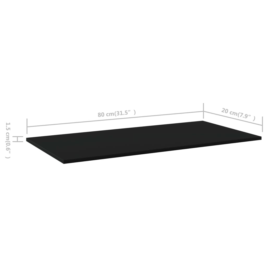 Estantes para estantería 4 uds negro 80x20x1,5 cm vidaXL