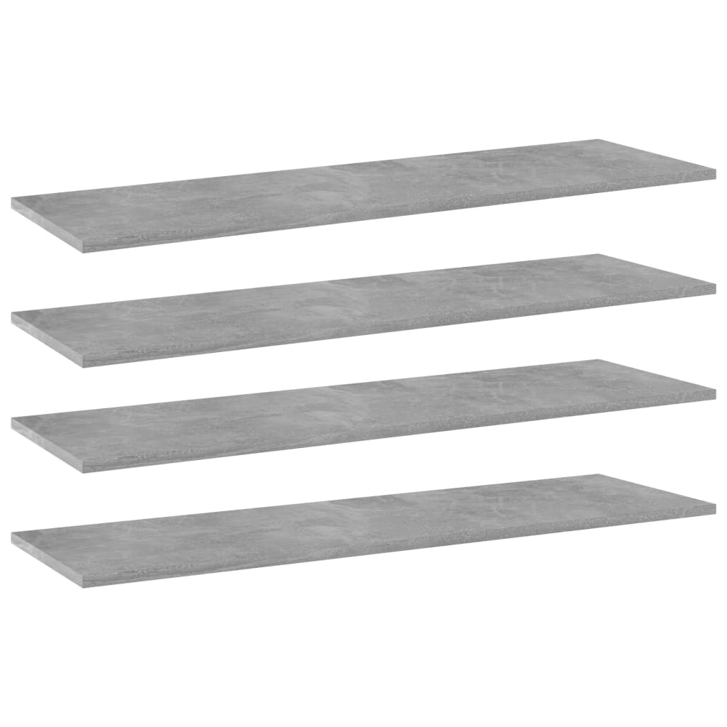 Vetonek Estante para estantería 4 uds madera gris hormigón 100x30x1,5cm