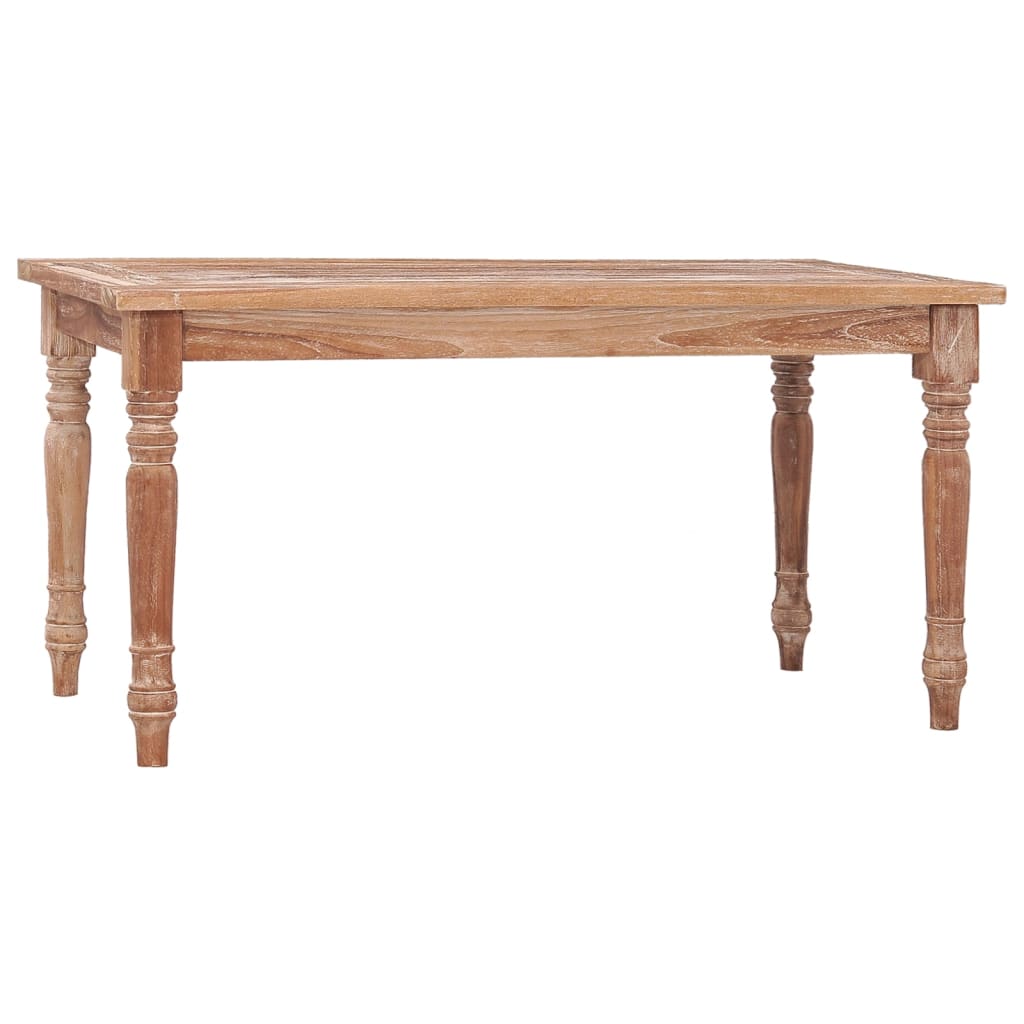 Vetonek Mesa de centro Batavia madera de teca blanco lavado 90x50x45 cm