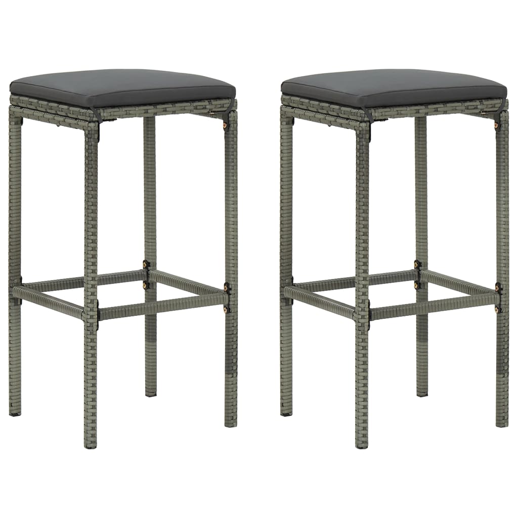 Set muebles bar jardín 3 piezas y cojines ratán sintético gris vidaXL