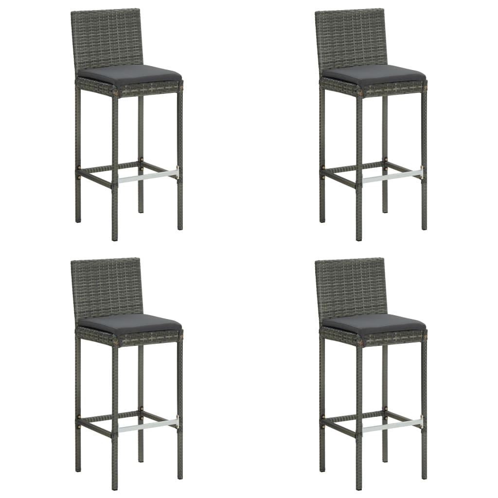 Set muebles bar jardín 5 piezas y cojines ratán sintético gris vidaXL