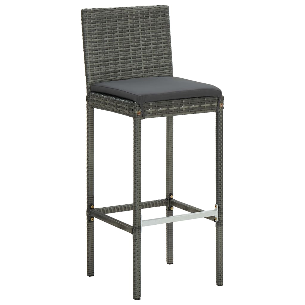 Set muebles bar jardín 5 piezas y cojines ratán sintético gris vidaXL