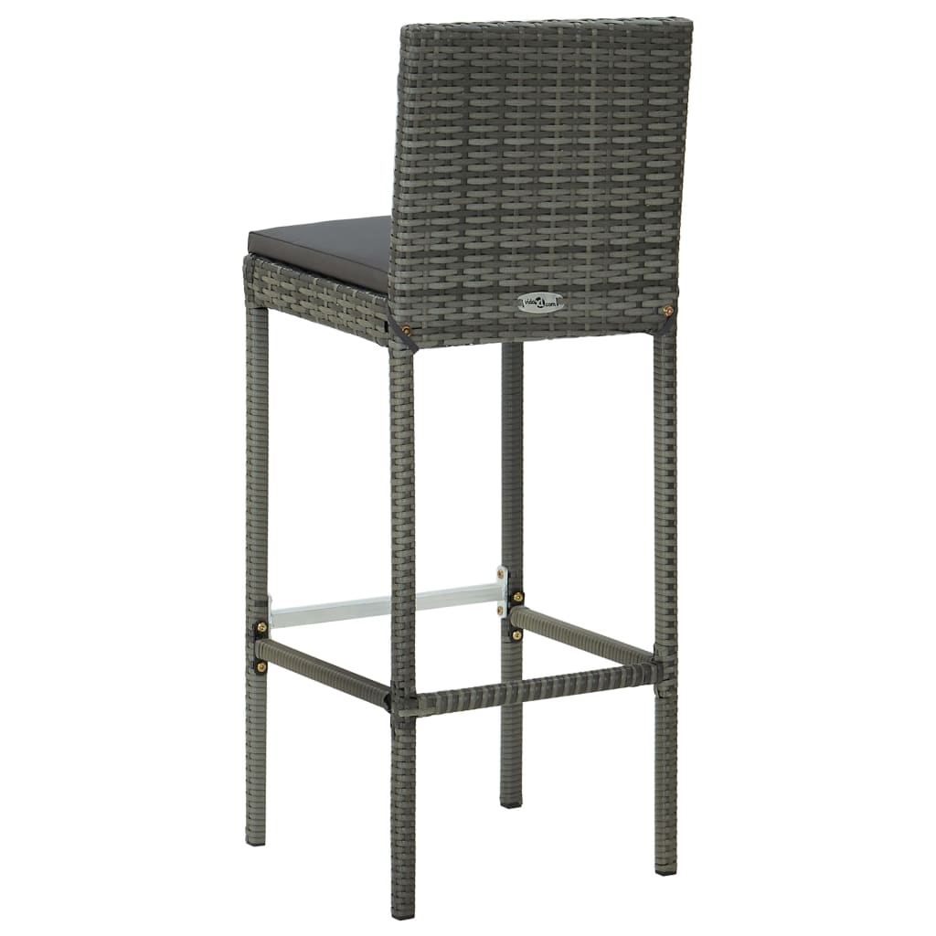 Set muebles bar jardín 5 piezas y cojines ratán sintético gris vidaXL