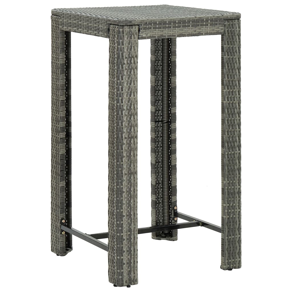 Set muebles bar jardín 5 piezas y cojines ratán sintético gris vidaXL