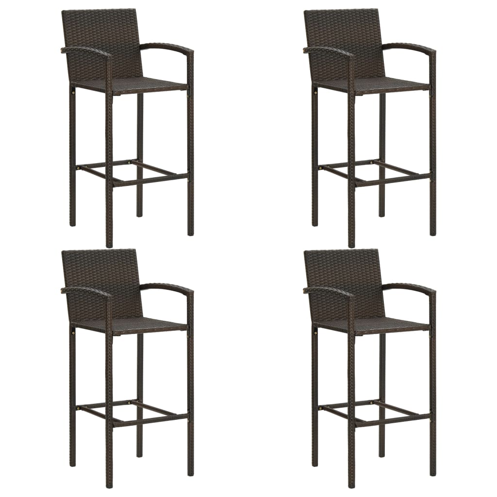 Garden Bar Furniture 5 Stcs Rattan Peesabrazos Brown