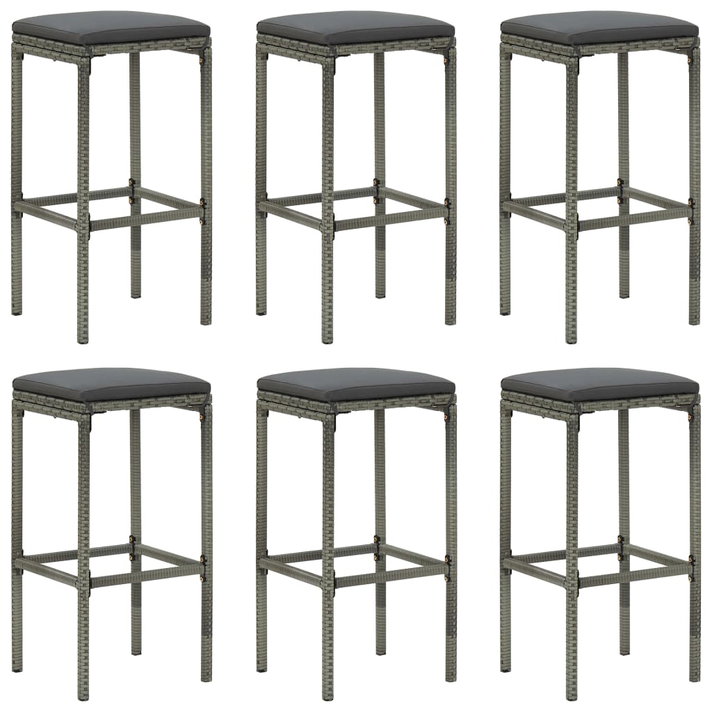 Set muebles bar jardín 7 piezas y cojines ratán sintético gris vidaXL