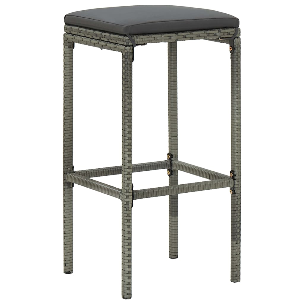 Set muebles bar jardín 7 piezas y cojines ratán sintético gris vidaXL