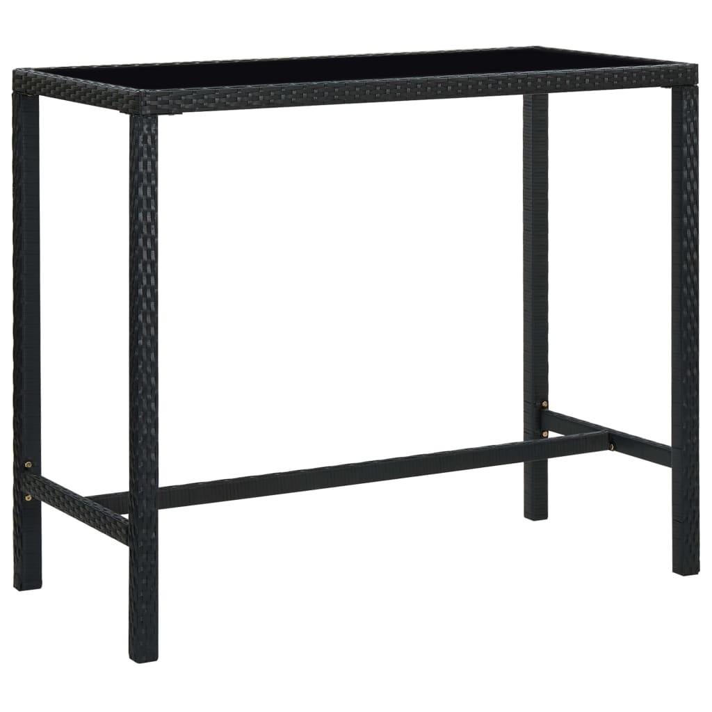 TABLE AND TABURETES HIGH GARDEN AND CUSHES 7 PCAS RATÁN PE BLACK