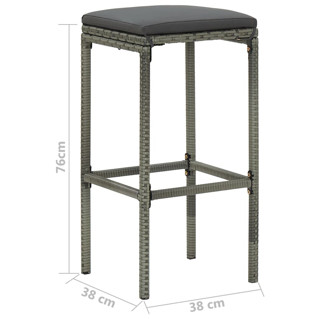 Set de muebles de bar de jardín 5 pzas y cojines ratán PE gris vidaXL