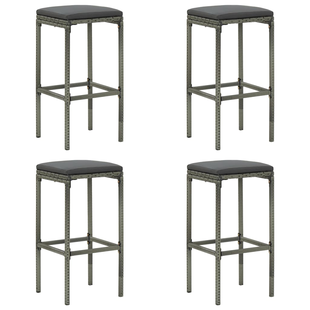 Set de muebles de bar de jardín 5 pzas y cojines ratán PE gris vidaXL