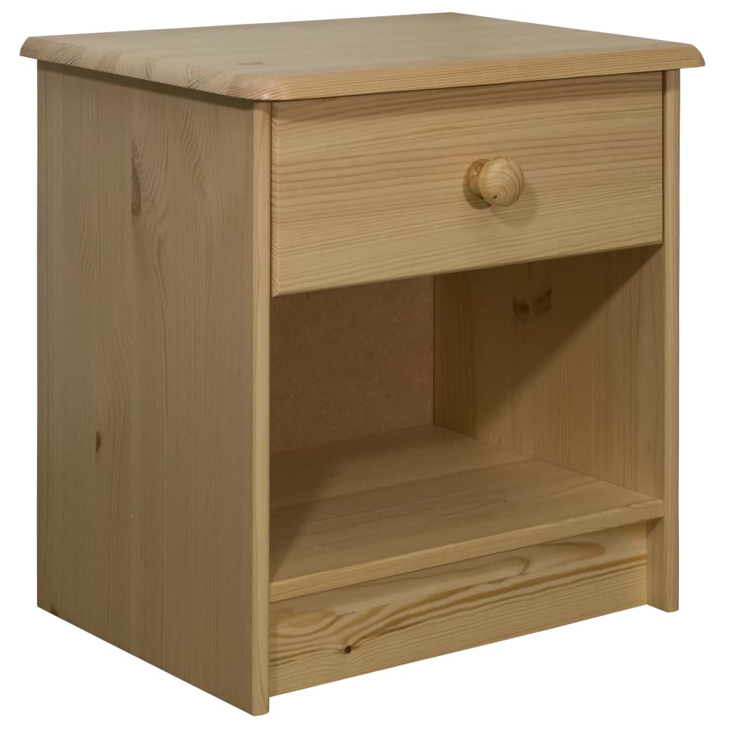 Vetonek Mesita de noche de madera maciza de pino 41x30x42 cm