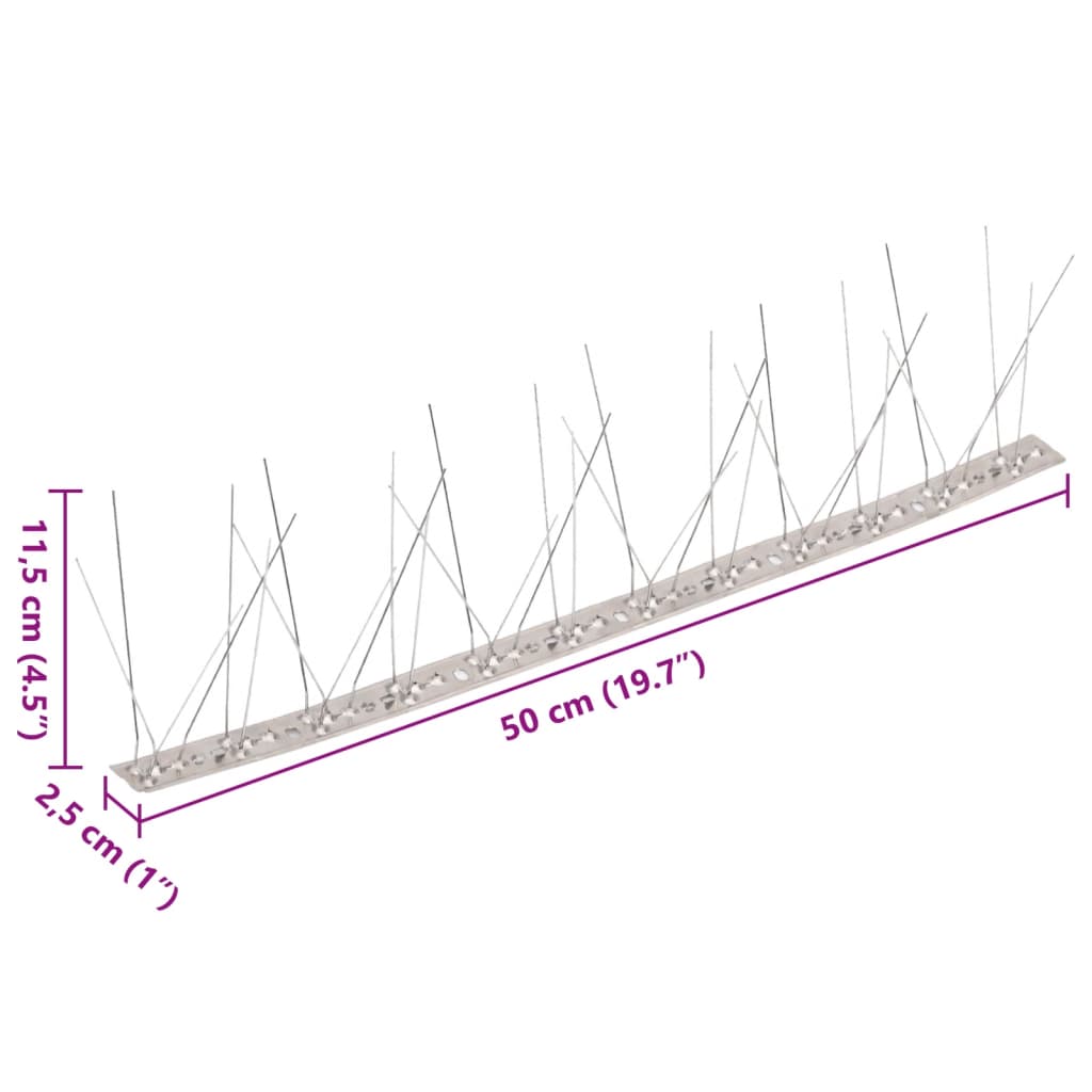 Set de 40 hileras pinchos contra pájaros y palomas 5 filas 20 m vidaXL