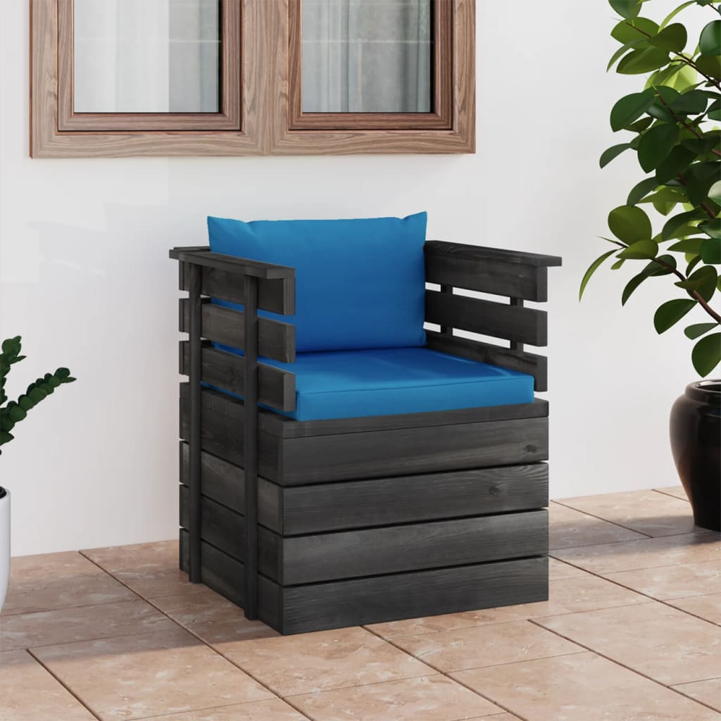 Vetonek Sillón de jardín con cojines madera de pino