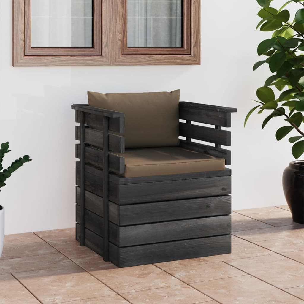 Vetonek Sillón de jardín con cojines madera de pino