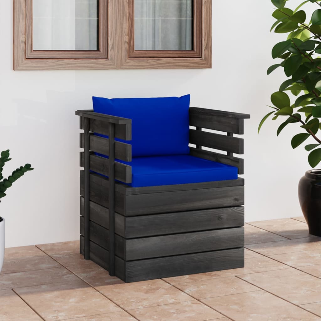 Vetonek Sillón de jardín con cojines madera de pino