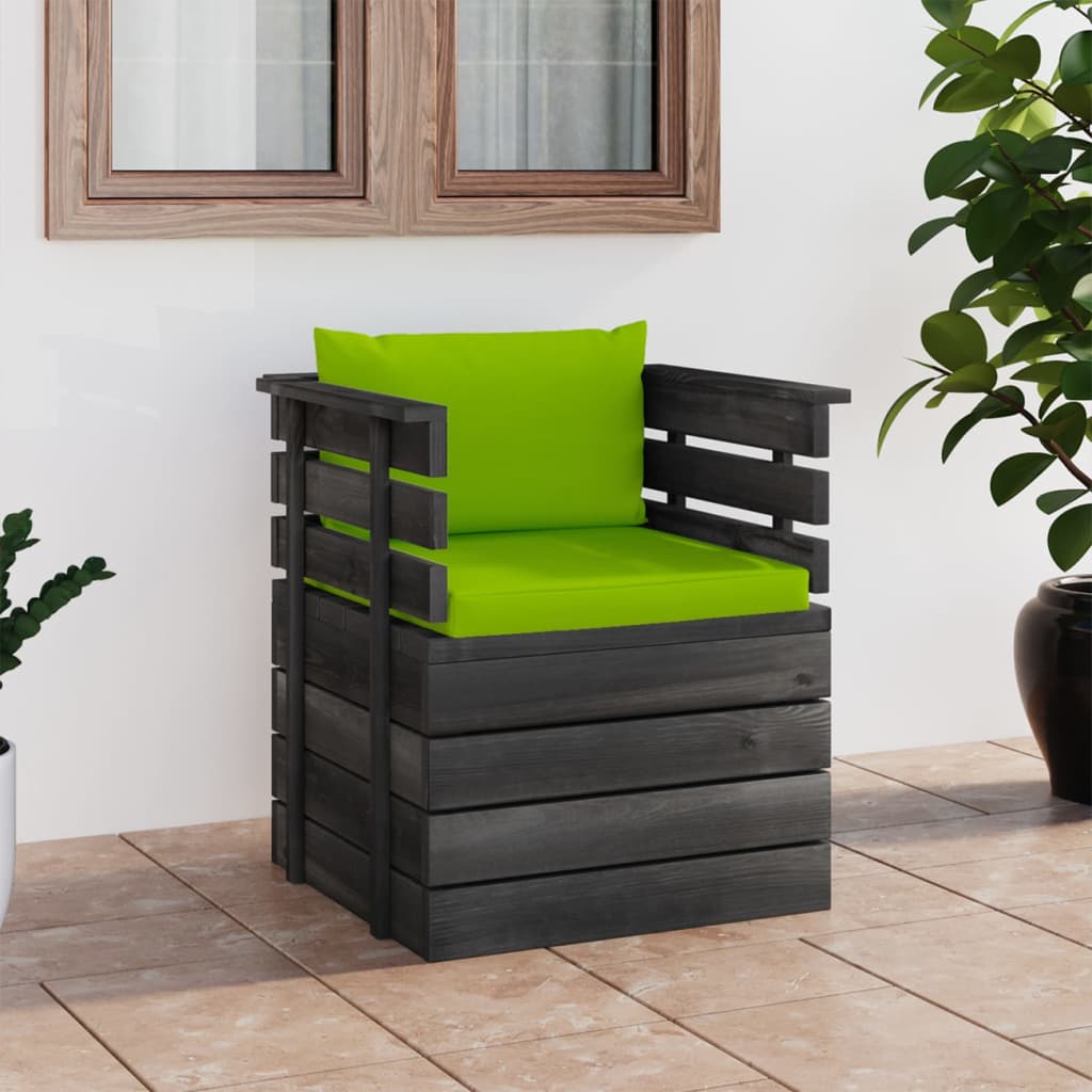 Vetonek Sillón de jardín con cojines madera de pino