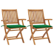 Garden chairs 2 units with green teak wood cushions V3358 Vetonek