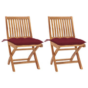 Garden chairs 2 pcs teak wood with red cushions V3815 Vetonek