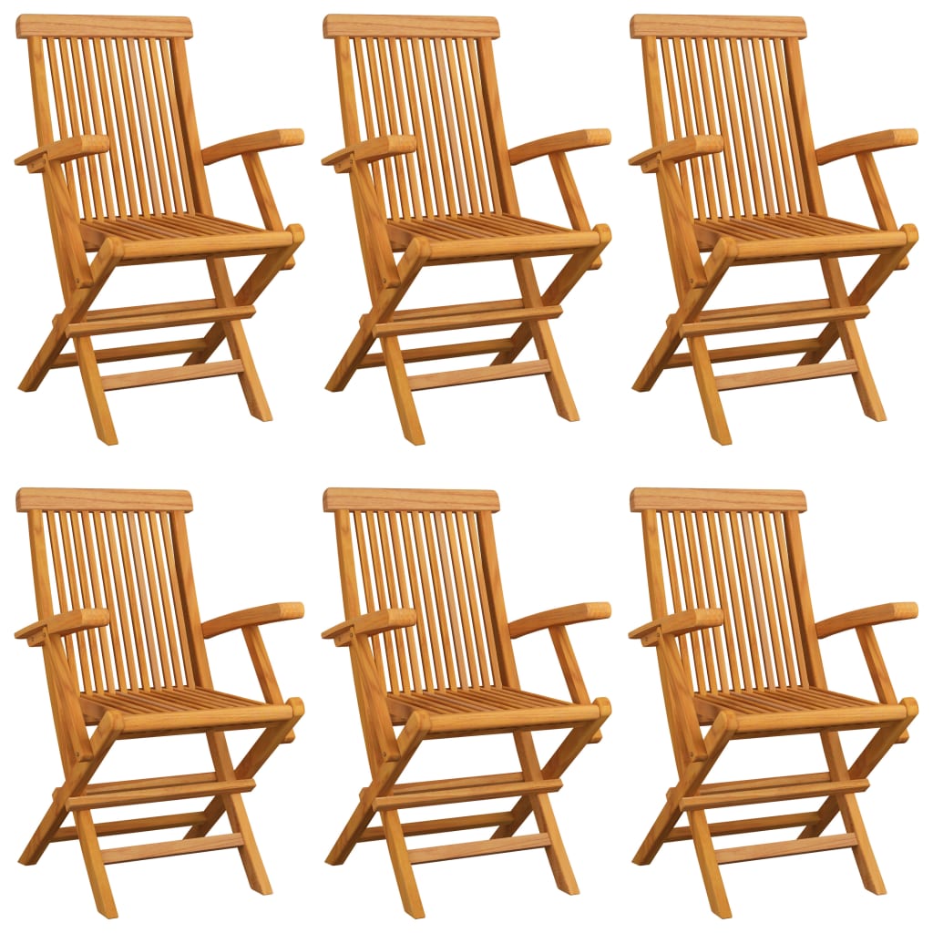 Garden Chairs 6 UDS Teak wood with white cream cushions