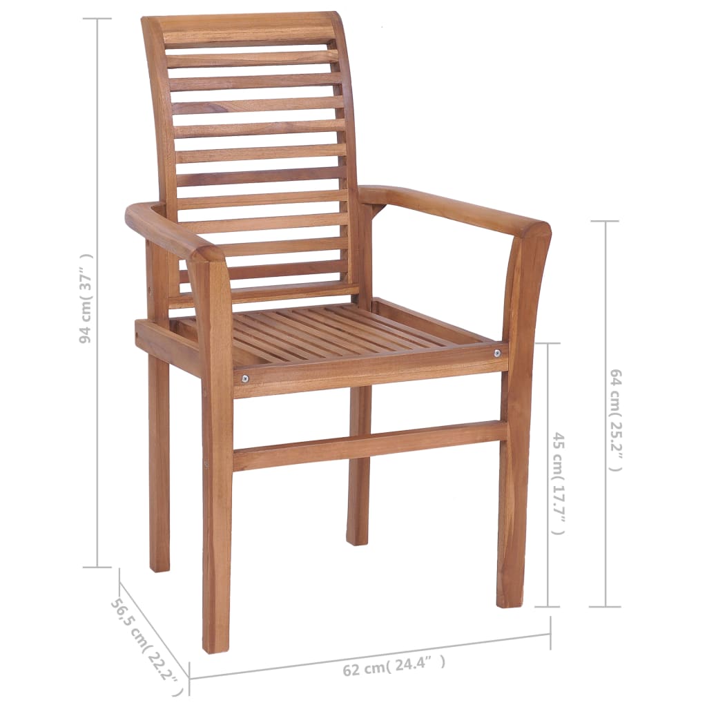 Dining chairs 2 UDS Teak wood with white cushions cream