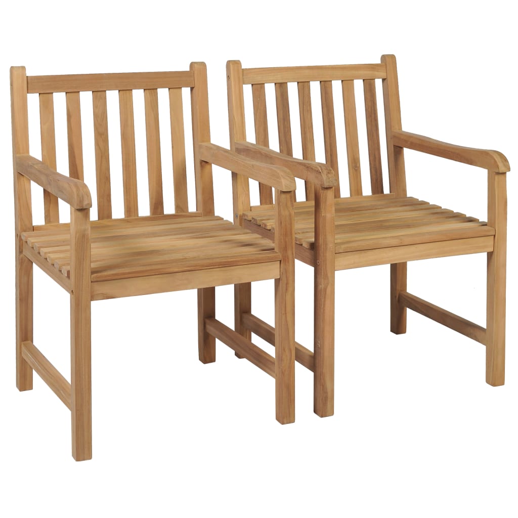 Chaises de jardin 2 uds en bois de teck et coussins d'anthracite gris